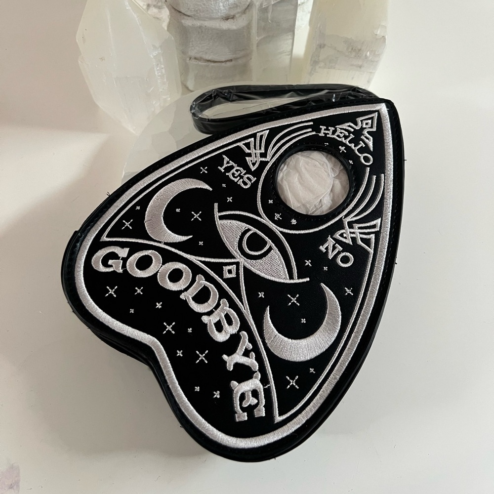 Black and White Ouija Board Planchette Wristlet